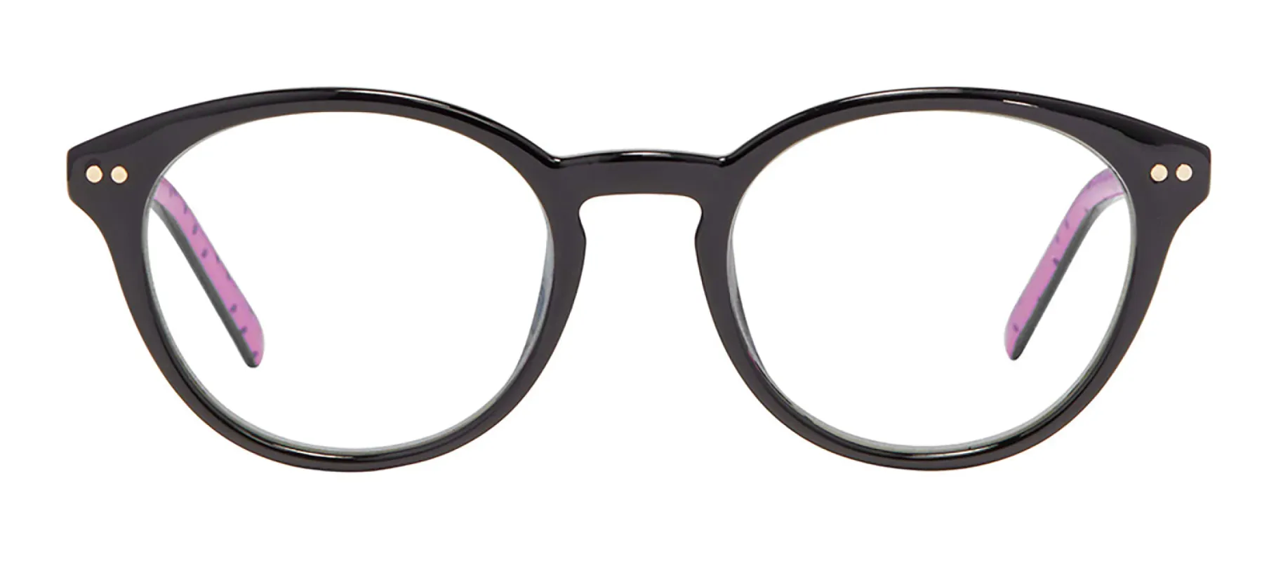 Kate Spade KS Kinslee 807 Round Plastic Black Readers with Clear Blue Block Lens sold by Gaffos