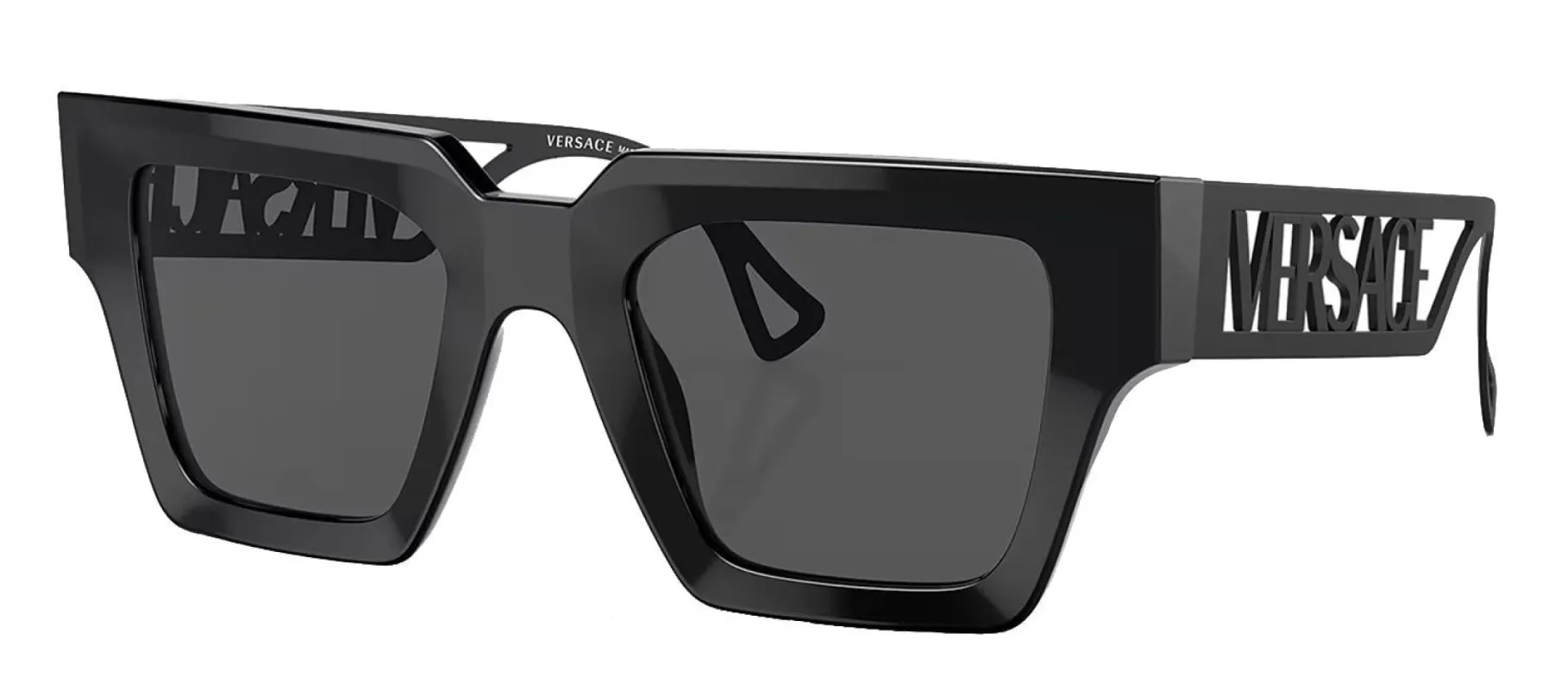 Versace VE 4431F 538087 Square Plastic Black Sunglasses with Dark Gray Solid Color Lens sold by Gaffos