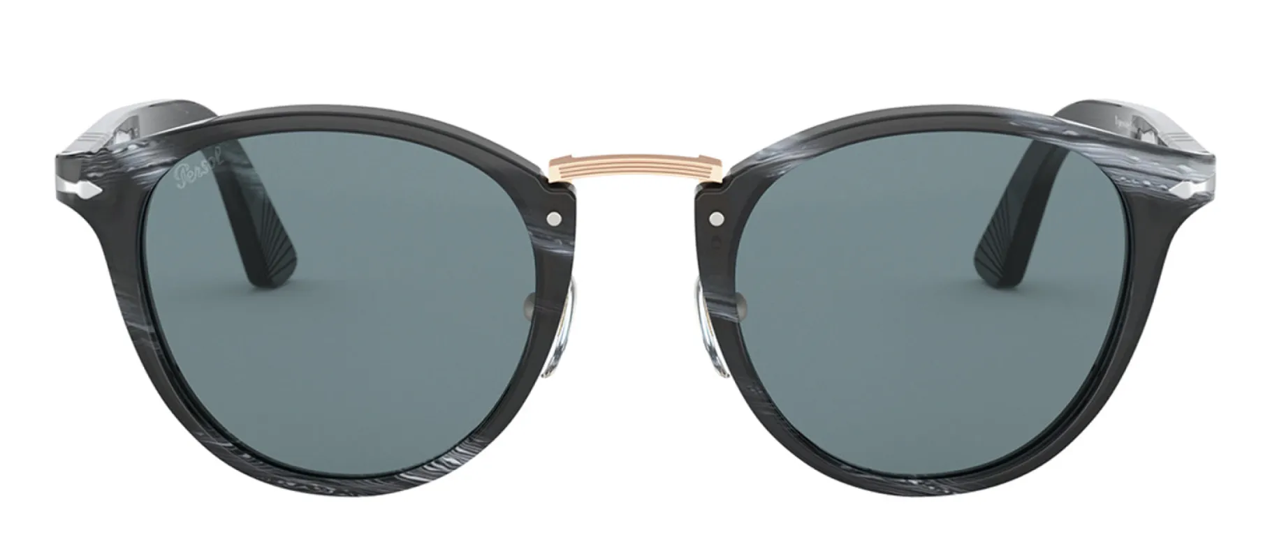 Persol PO 3108S 111456 Round Plastic Black Sunglasses with Blue Lens sold by Gaffos