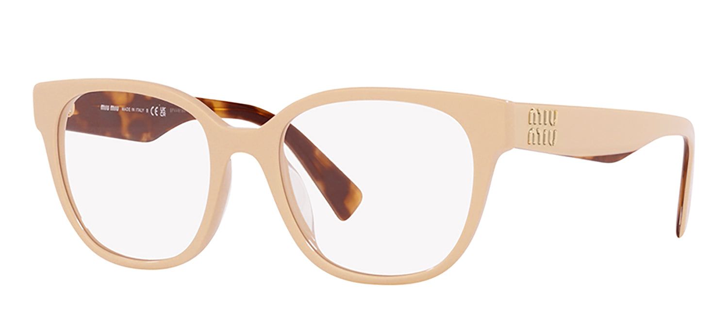 Miu Miu MU 02VV 10H1O1 Round Plastic Beige Eyeglasses with Logo Stamped Demo Lenses sold by Gaffos product image thumbnail 2