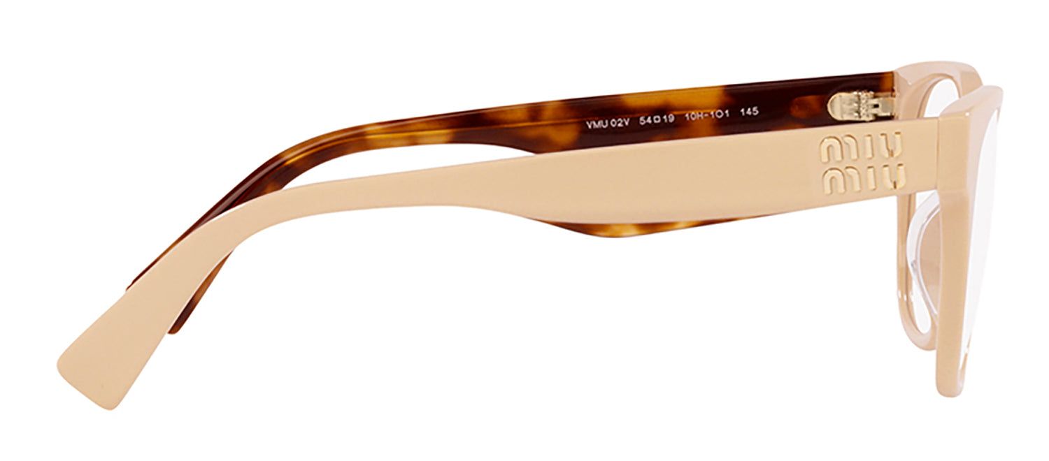 Miu Miu MU 02VV 10H1O1 Round Plastic Beige Eyeglasses with Logo Stamped Demo Lenses sold by Gaffos product image thumbnail 3