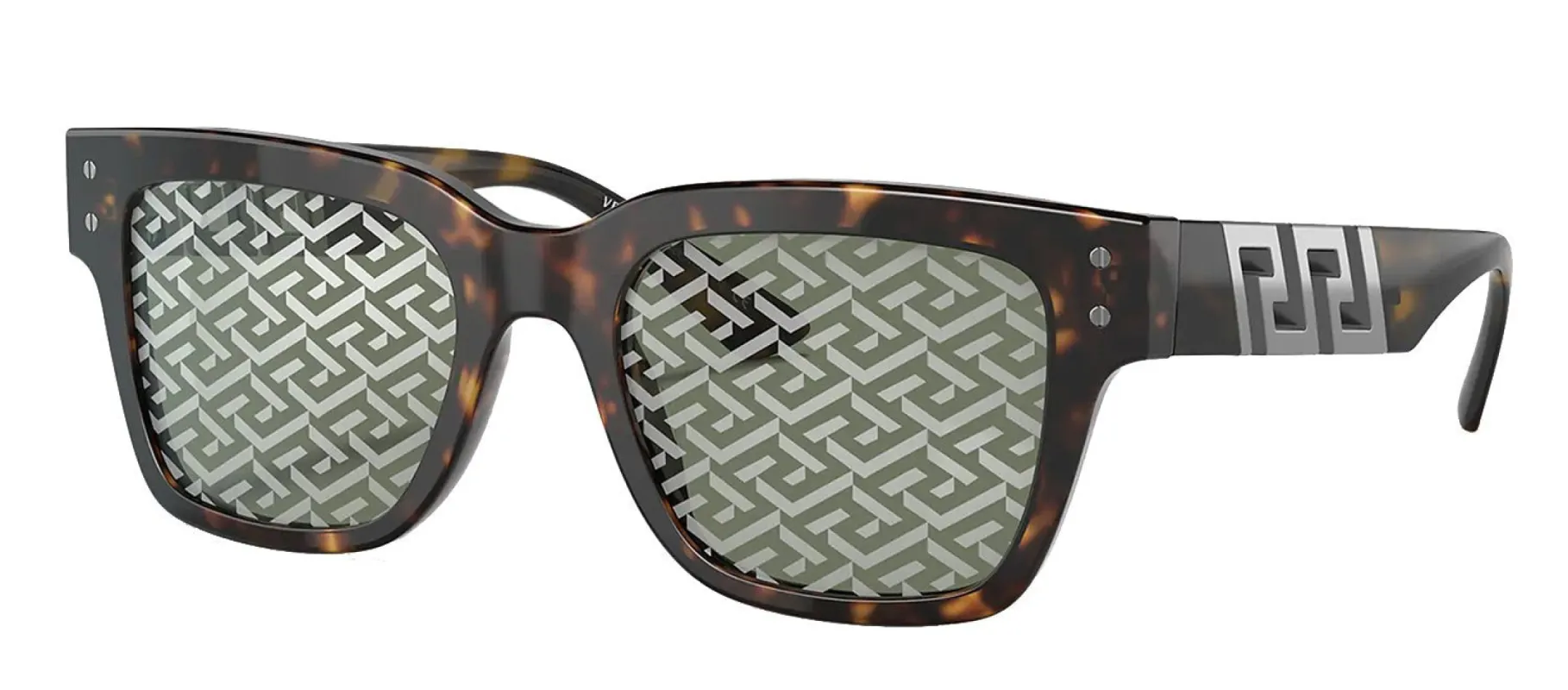 Versace VE 4421 108/V8 Square Metal Havana Sunglasses with Green Silver Monogram Lens sold by Gaffos