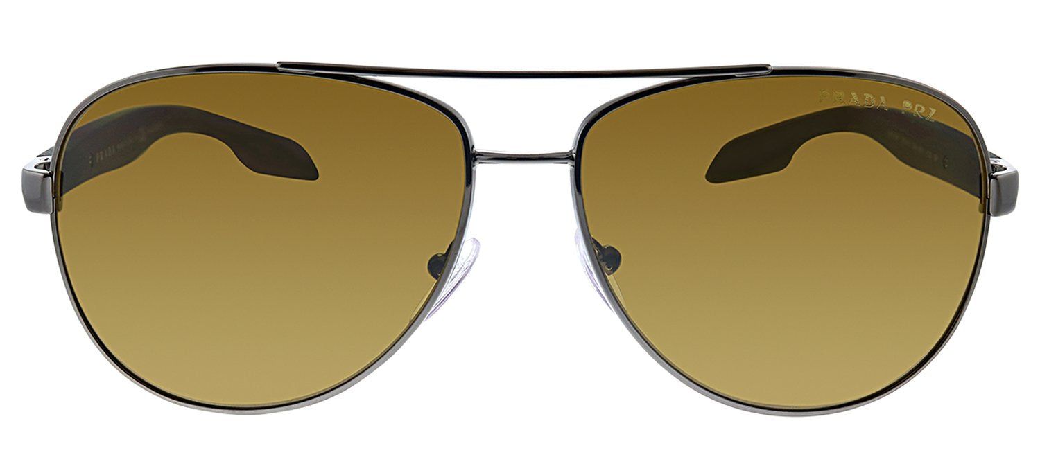 Prada Linea Rossa PS 53PS 5AV5Y1 Pilot Metal Gunmetal Sunglasses with Brown Polarized Lens sold by Gaffos