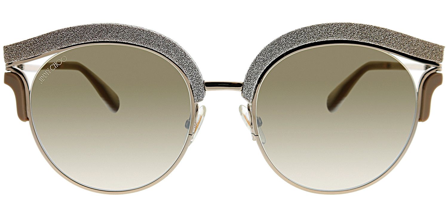 Jimmy Choo JC Lash 1RU Cat-Eye Plastic Gold Sunglasses with Brown Mirror Gradient Lens sold by Gaffos