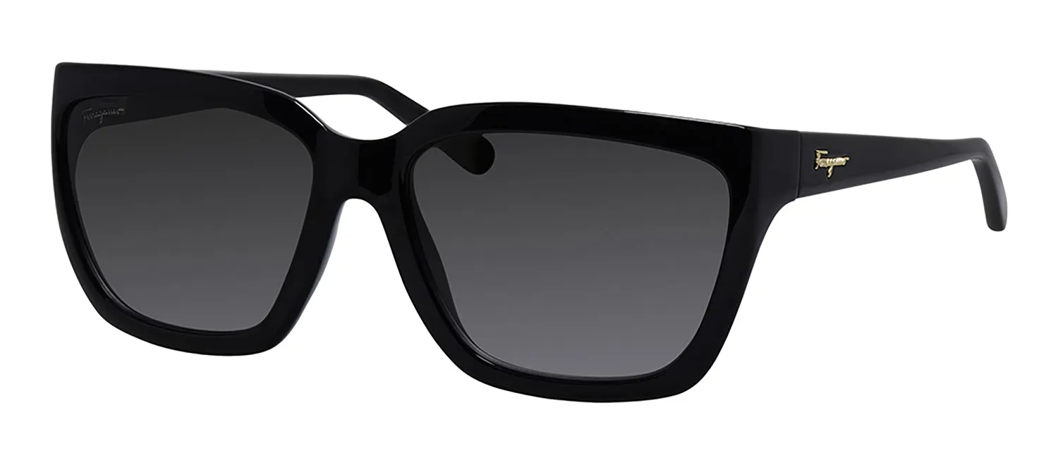 Salvatore Ferragamo SF 1018S 001 Rectangle Plastic Black Sunglasses with Grey Lens sold by Gaffos product image thumbnail 2