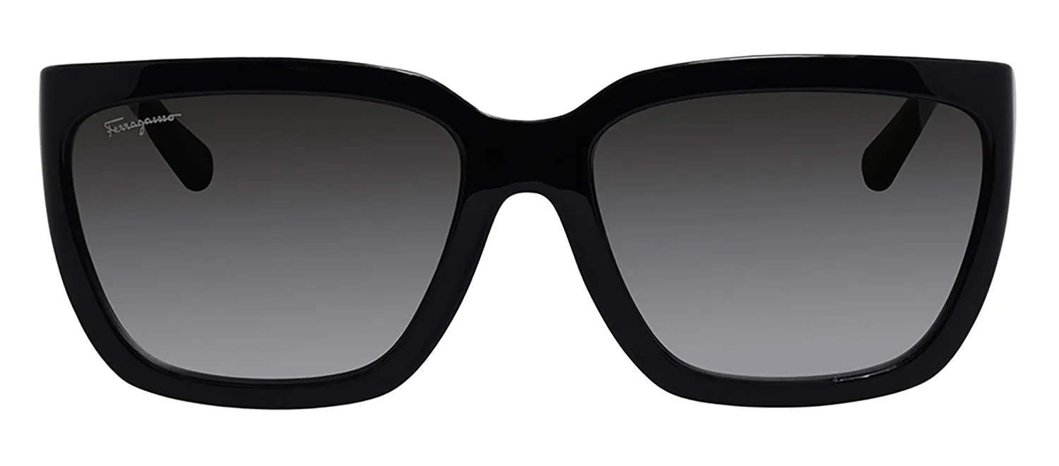 Salvatore Ferragamo SF 1018S 001 Rectangle Plastic Black Sunglasses with Grey Lens sold by Gaffos