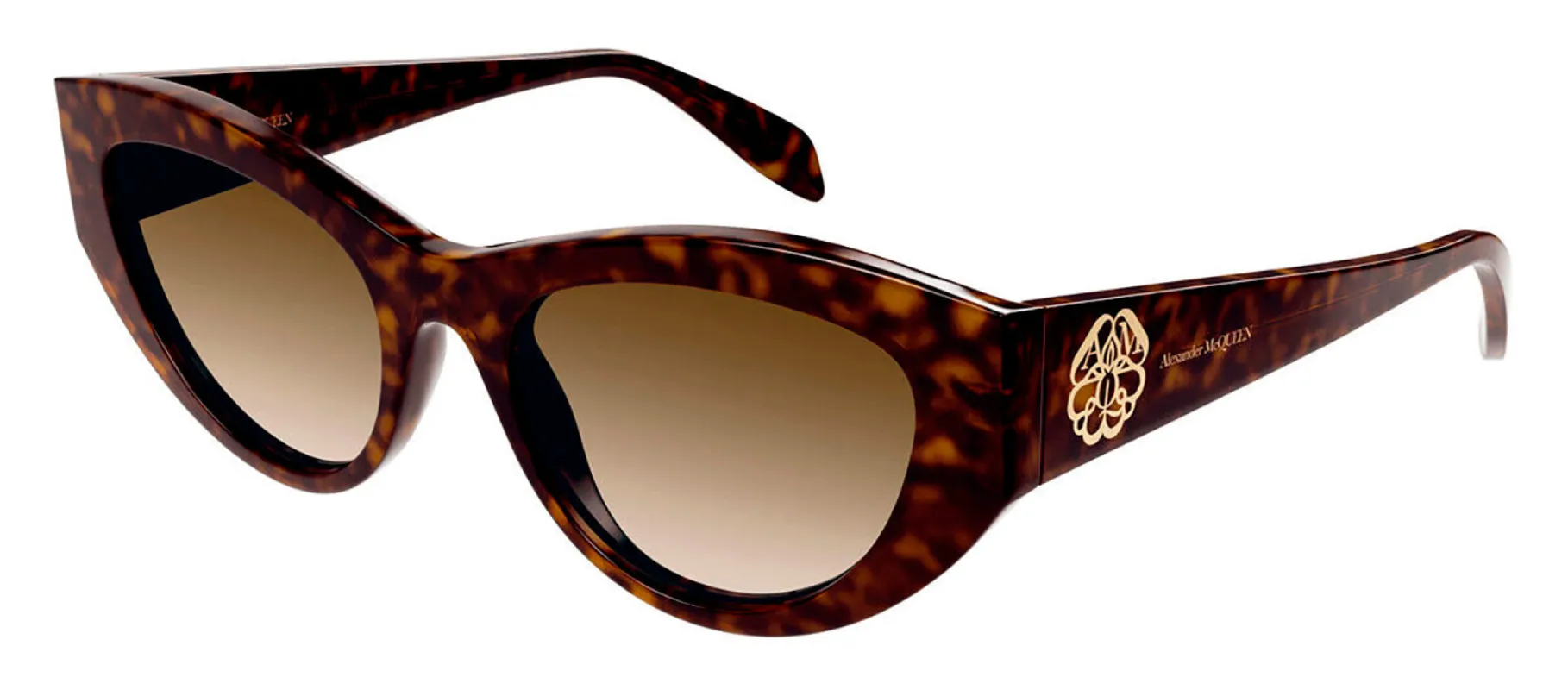 Alexander McQueen AM 0377S 002 Cat-Eye Plastic Havana Sunglasses with Brown Gradient Lens made by Alexander McQueen