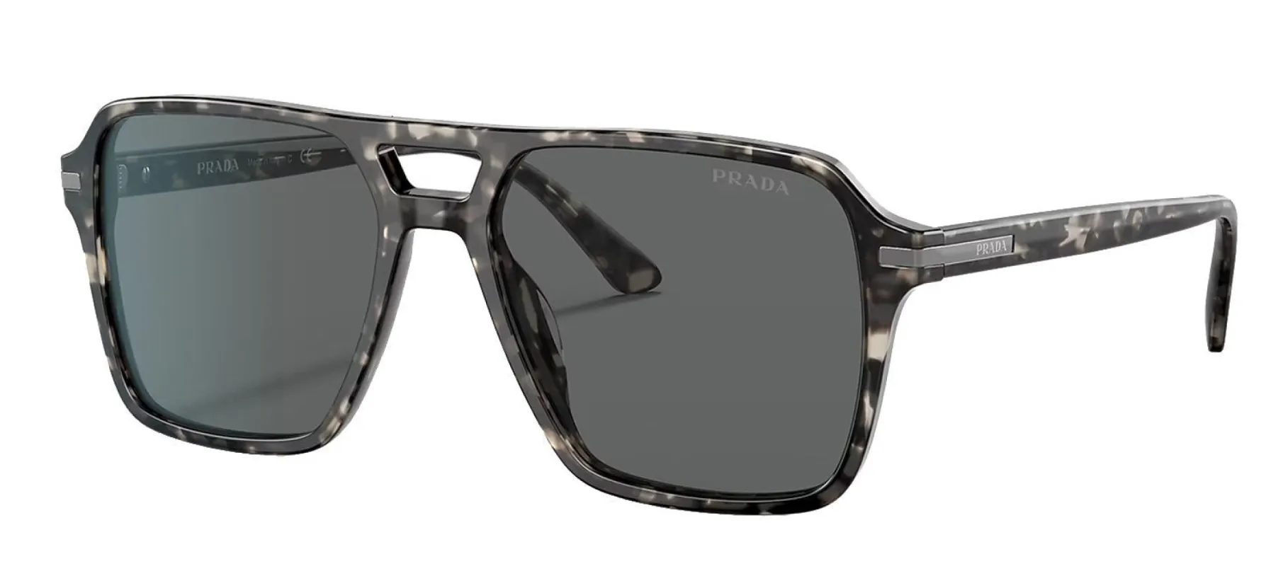 Prada PR 20YS 19A09C Pilot Plastic Black Havana Sunglasses with Dark Grey Solid Color Lens sold by Gaffos