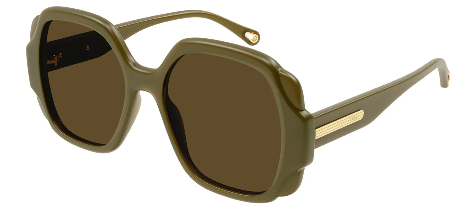 Chloe CH 0121S 004 Square Plastic Green Sunglasses with Brown Lens sold by Gaffos