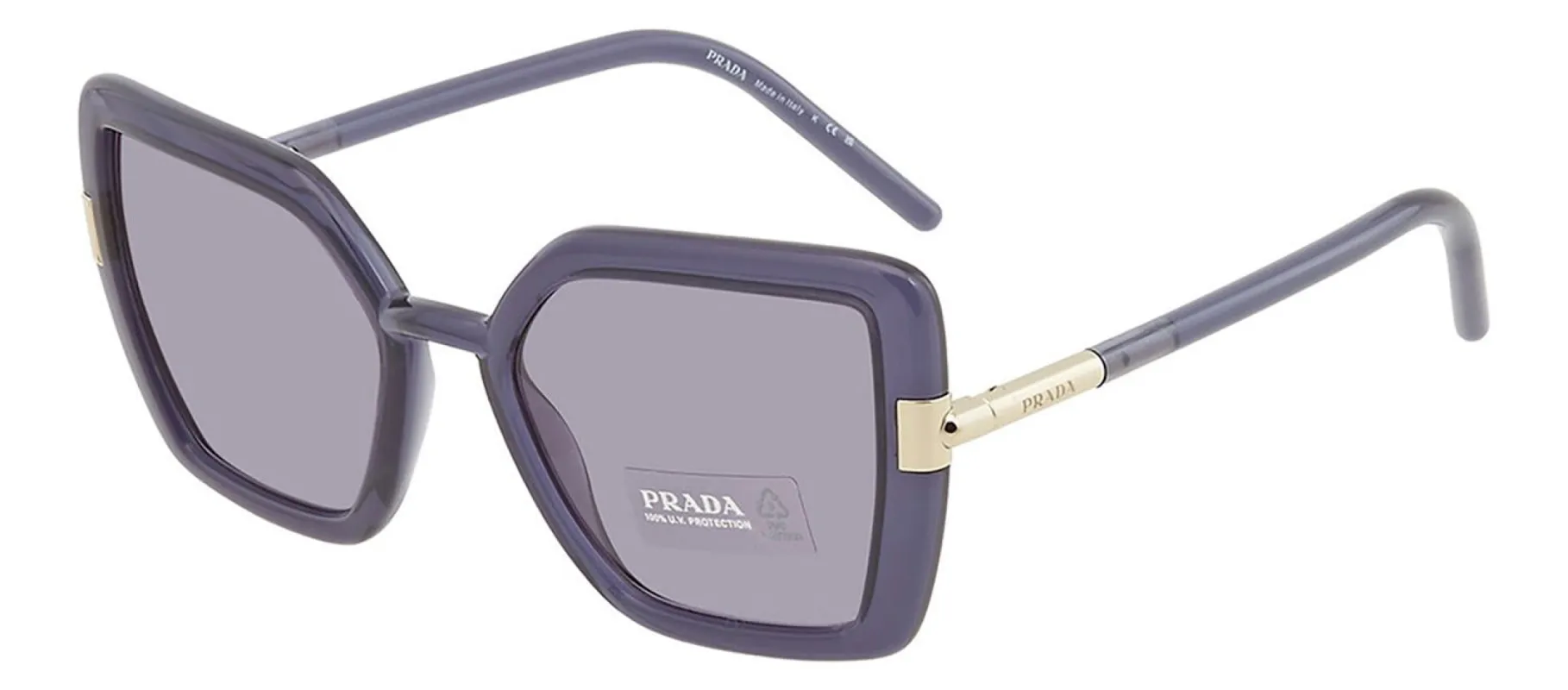 Prada PR 09WS 06M420 Butterfly Plastic Crystal Bluette Sunglasses with Blue Solid Color Lens sold by Gaffos