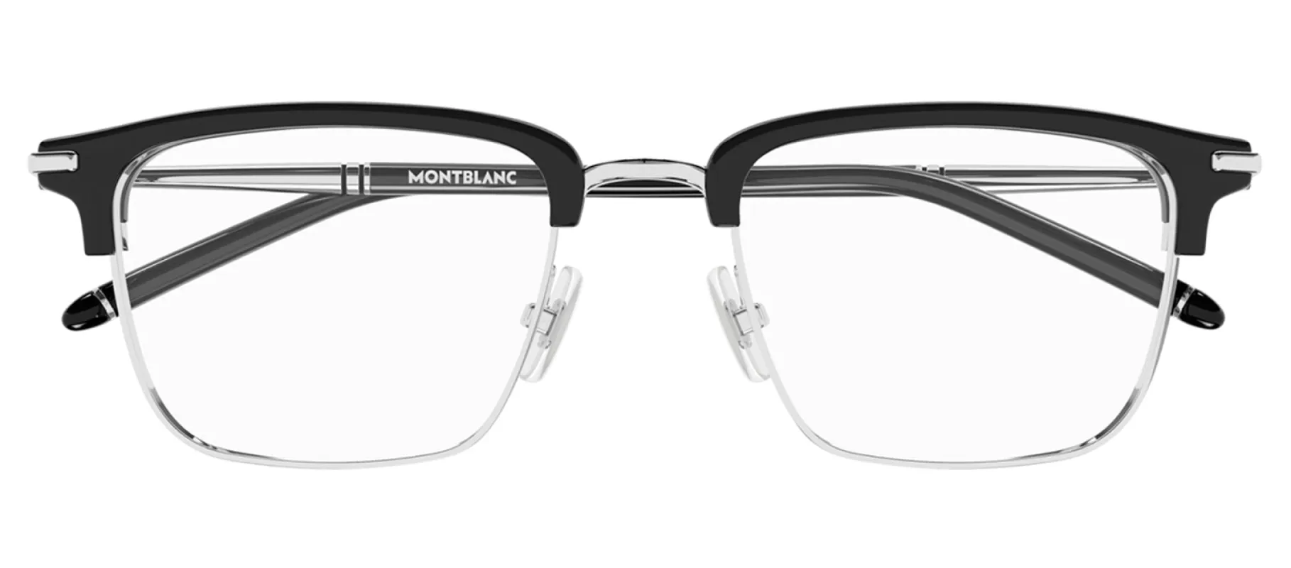 Montblanc MB 0243O 001 Square Metal Black Eyeglasses with Logo Stamped Demo Lenses sold by Gaffos