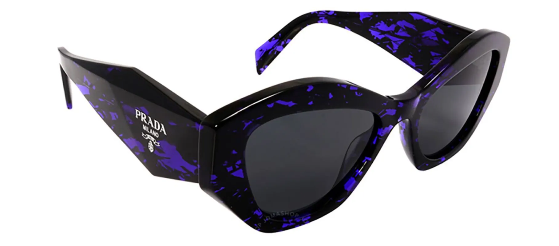Prada PR 07YS 05V5S0 Cat Eye Acetate Abstract Purple Sunglasses with Dark Grey Solid Color Lens sold by Gaffos