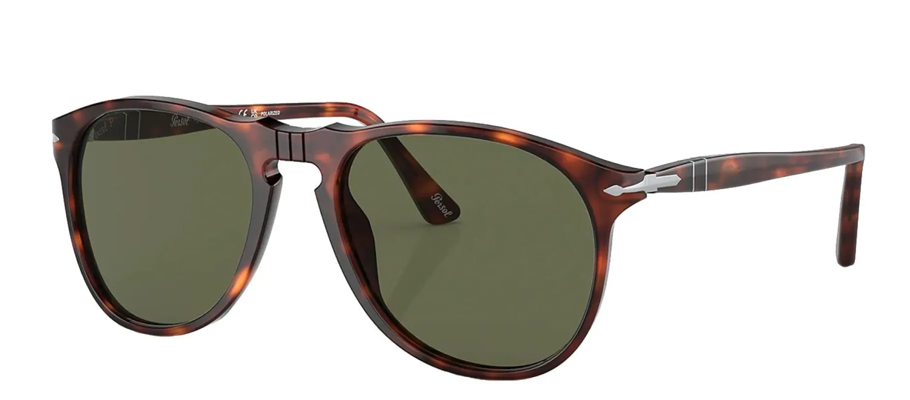 Persol PO 9649S 24/58 Aviator Plastic Havana Sunglasses with Green Polarized Lens sold by Gaffos