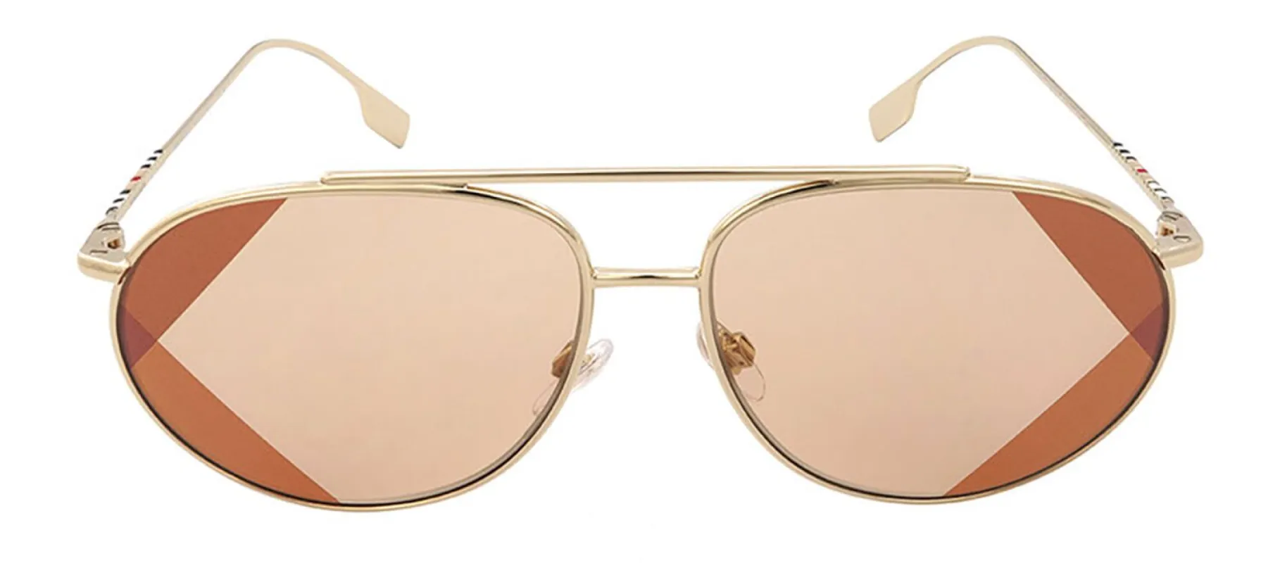 Burberry BE 3138 110993 Full-Rim Metal Light Gold Sunglasses with Light Brown UV Print Beige Lens sold by Gaffos