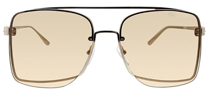 Tom Ford TF 655 28E Pillow Metal Gold Sunglasses with Yellow Lens