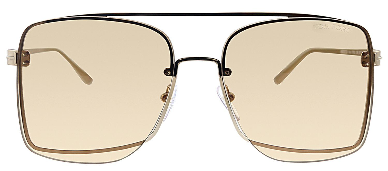 Tom Ford TF 655 28E Pillow Metal Gold Sunglasses with Yellow Lens