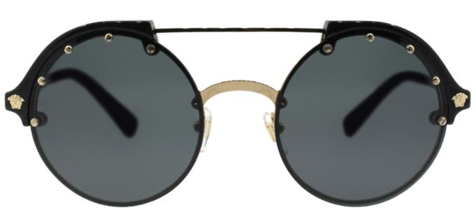 Versace VE 4337 GB1/87 Round Plastic Black Sunglasses with Grey Lens sold by Gaffos