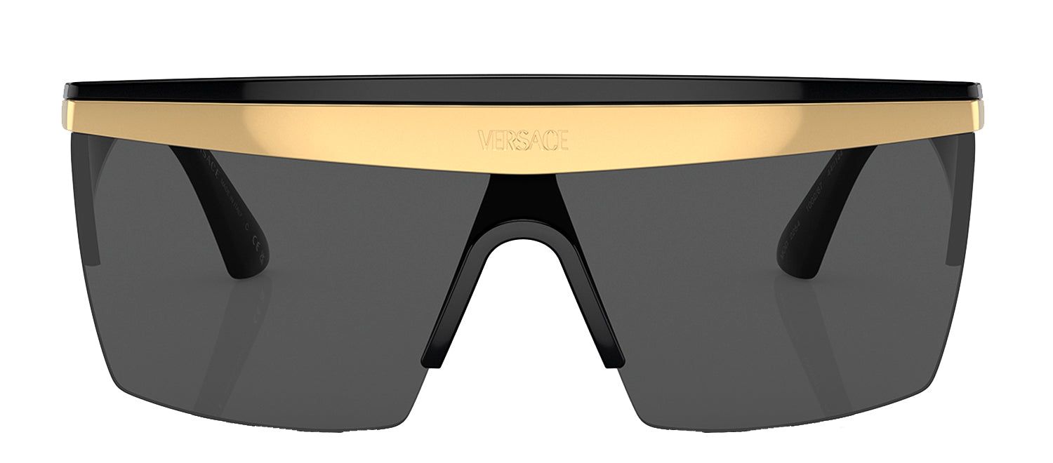 Versace VE 2254 100287 Shield Plastic Black Sunglasses with Grey Lens sold by Gaffos