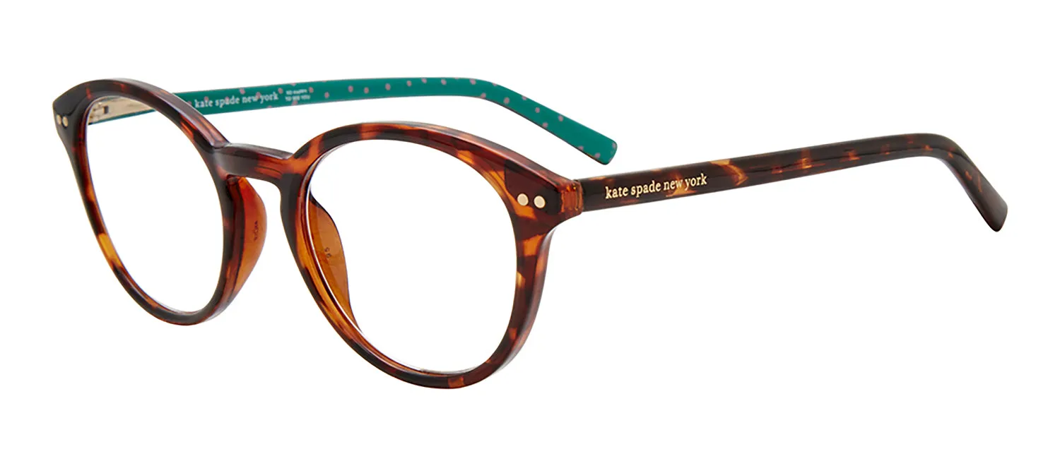 Kate Spade KS Kinslee 086 Round Plastic Havana Eyeglasses with Clear Blue Block Lens sold by Gaffos product image thumbnail 2