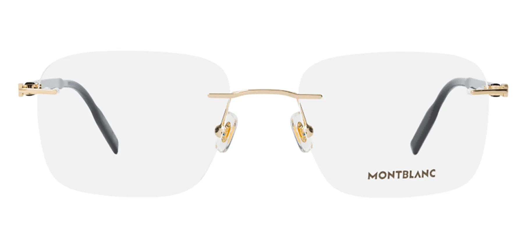 Montblanc MB 0222O 007 Rimless Metal Gold Eyeglasses with Logo Stamped Demo Lenses sold by Gaffos