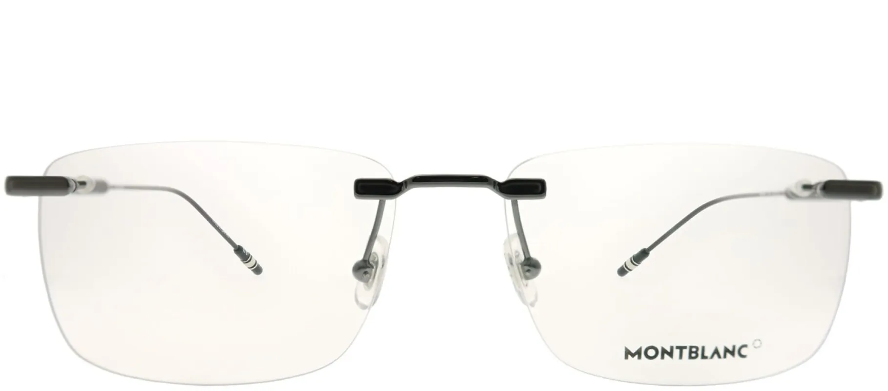 Montblanc Established MB 0049O 004 Rimless Metal Ruthenium/ Gunmetal Eyeglasses with Demo Lens sold by Gaffos