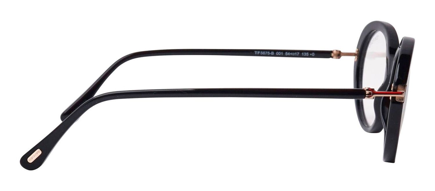 Tom Ford FT 5675-F-B 001 Oval Plastic Black Eyeglasses with Logo Stamped Demo Lenses Lens sold by Gaffos product image thumbnail 2