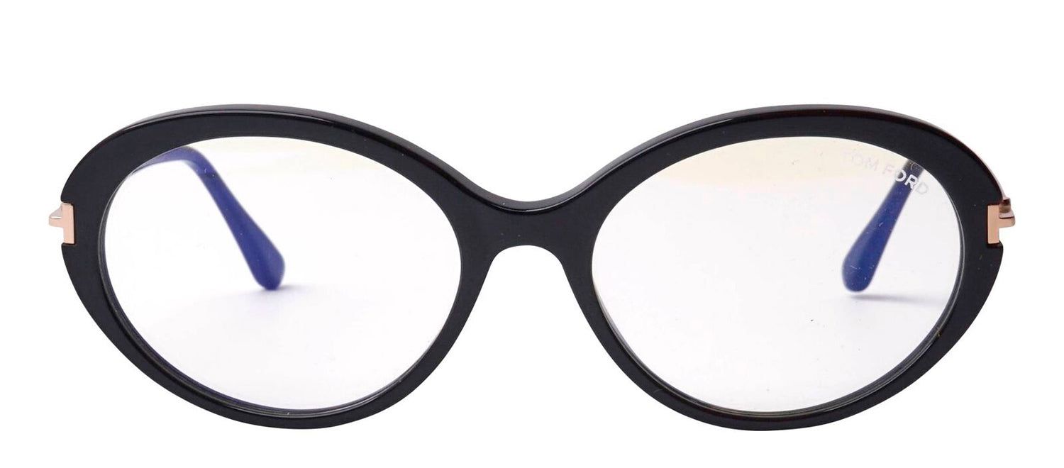 Tom Ford FT 5675-F-B 001 Oval Plastic Black Eyeglasses with Logo Stamped Demo Lenses Lens sold by Gaffos