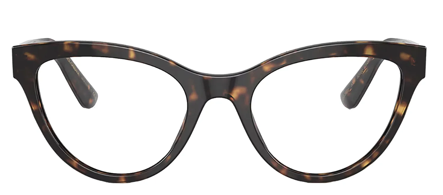 Dolce & Gabbana DG 3372 502 Cat-Eye Plastic Havana Eyeglasses with Logo Stamped Demo Lenses sold by Gaffos