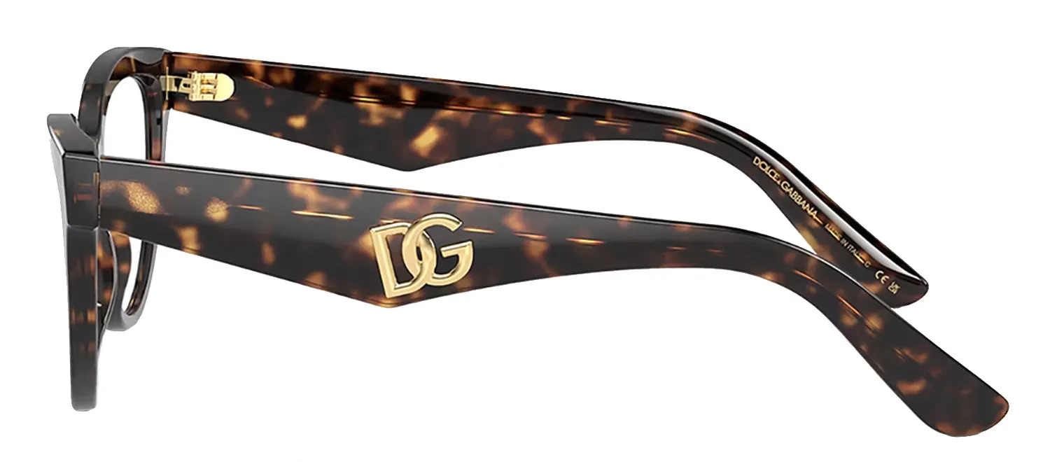 Dolce & Gabbana DG 3372 502 Cat-Eye Plastic Havana Eyeglasses with Logo Stamped Demo Lenses sold by Gaffos product image thumbnail 3