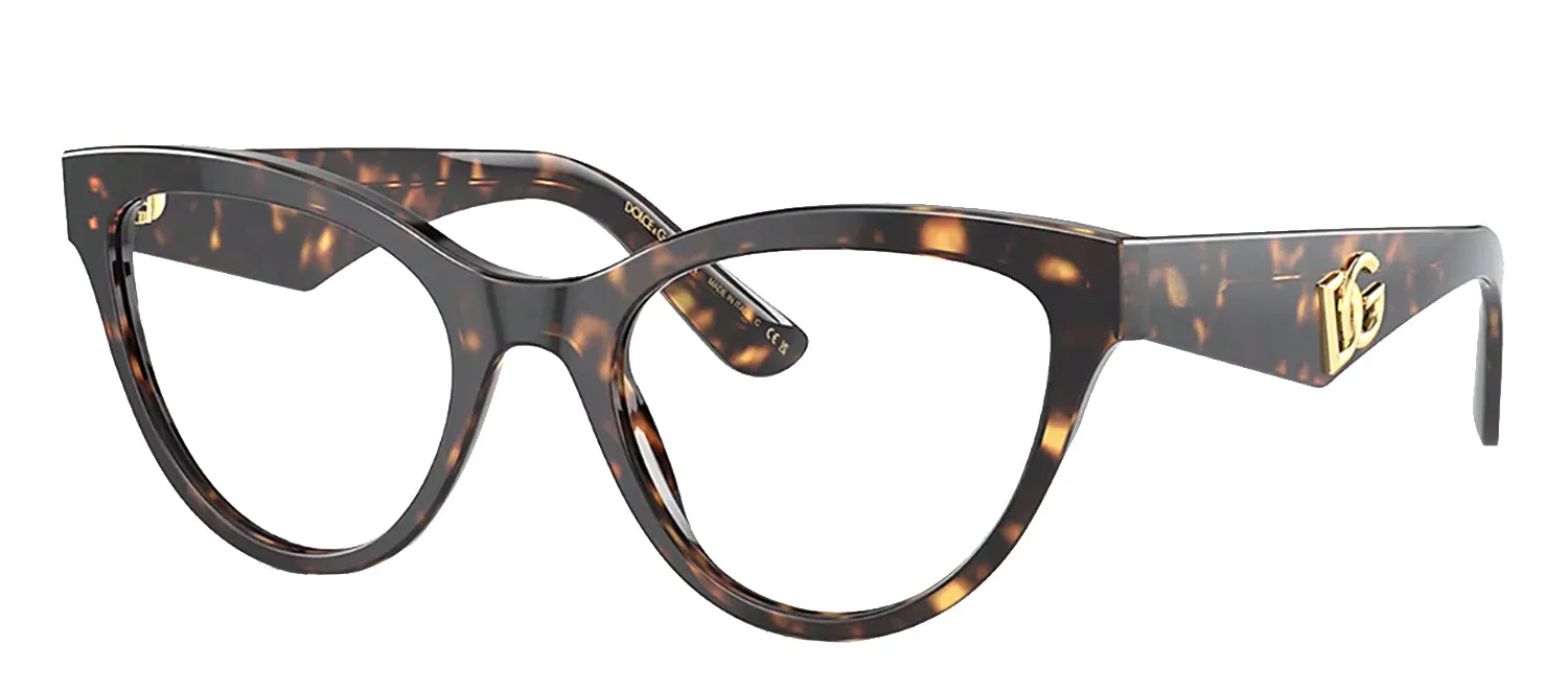 Dolce & Gabbana DG 3372 502 Cat-Eye Plastic Havana Eyeglasses with Logo Stamped Demo Lenses sold by Gaffos product image thumbnail 2