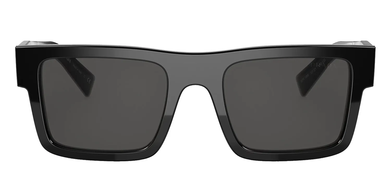 Prada PR 19WS 1AB5S0 Rectangle Plastic Black Sunglasses with Grey Lens sold by Gaffos