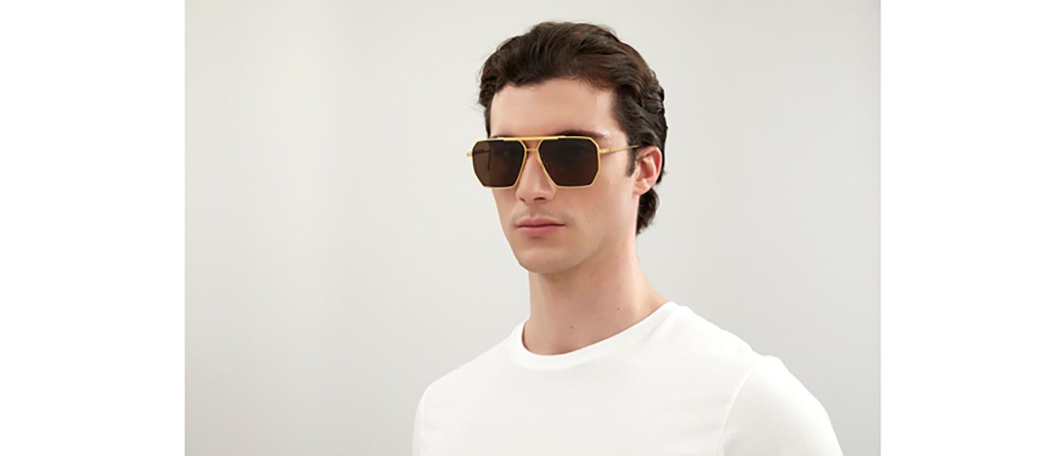 Bottega Veneta BV 1012S 003 Geometric Metal Gold Sunglasses with Brown Lens sold by Gaffos product image thumbnail 3