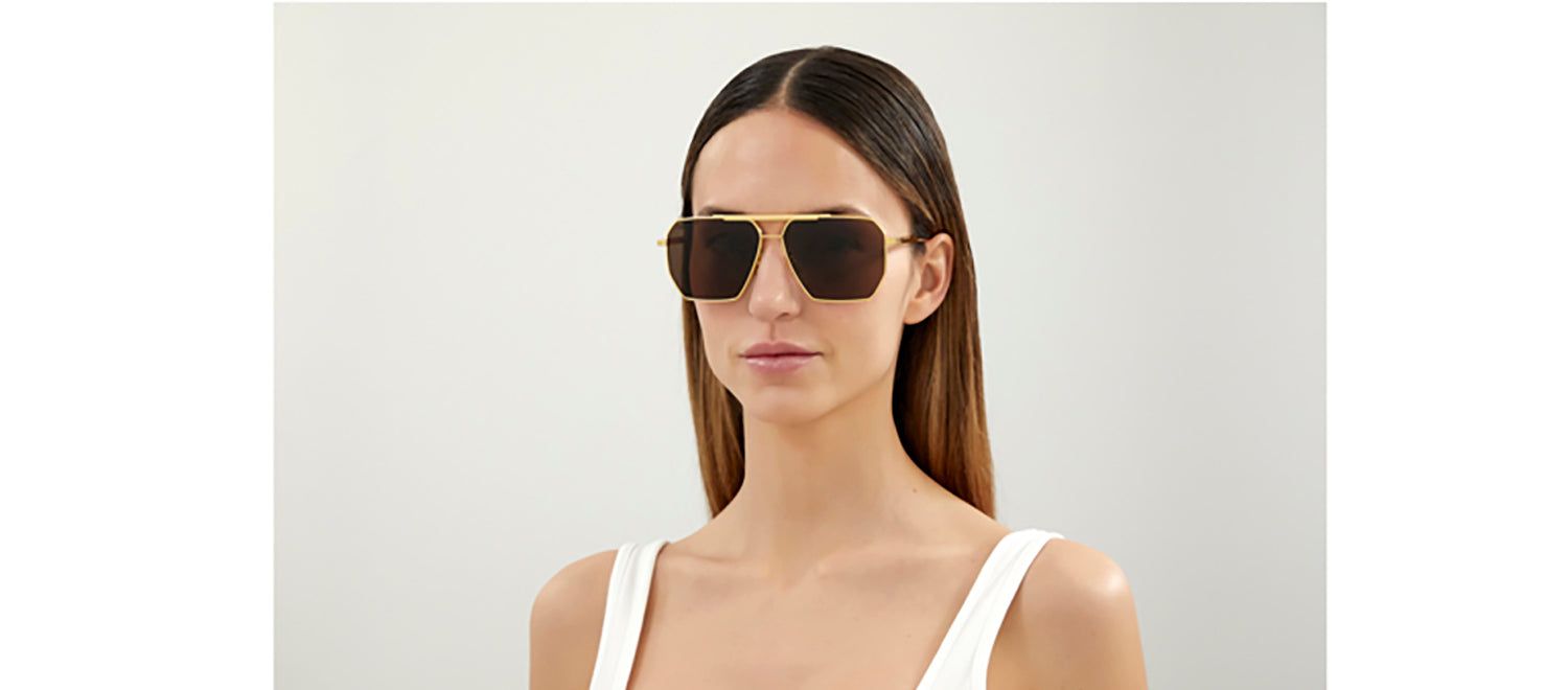Bottega Veneta BV 1012S 003 Geometric Metal Gold Sunglasses with Brown Lens sold by Gaffos product image thumbnail 2