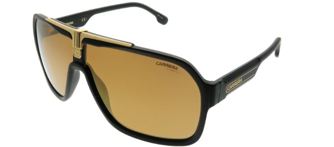 Carrera CA Carrera1014 I46 K1 Aviator Plastic Black Sunglasses with Gold Mirror Lens sold by Gaffos