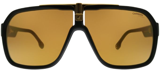 Carrera CA Carrera1014 I46 K1 Aviator Plastic Black Sunglasses with Gold Mirror Lens sold by Gaffos