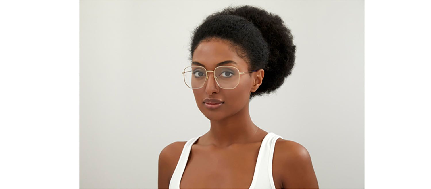 Gucci GG 0396O 002 Geometric Metal Gold Eyeglasses with Demo Lens sold by Gaffos product image thumbnail 3