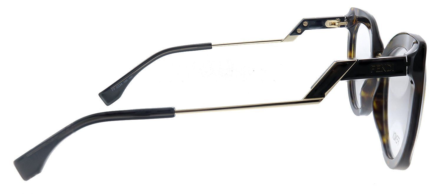 Fendi Tropical FF 0334 086 Cat-Eye Plastic Dark Havana Eyeglasses with Demo Lens sold by Gaffos product image thumbnail 3