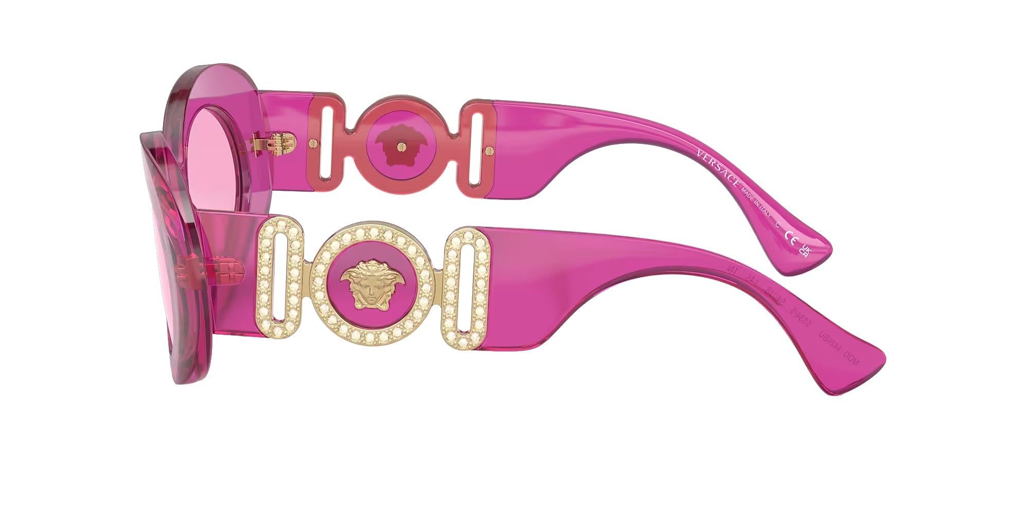 Versace VE 4426BU 5334/5 Round Plastic Transparent Fuchsia Sunglasses with Fuchsia Solid Color Lens sold by Gaffos product image thumbnail 3