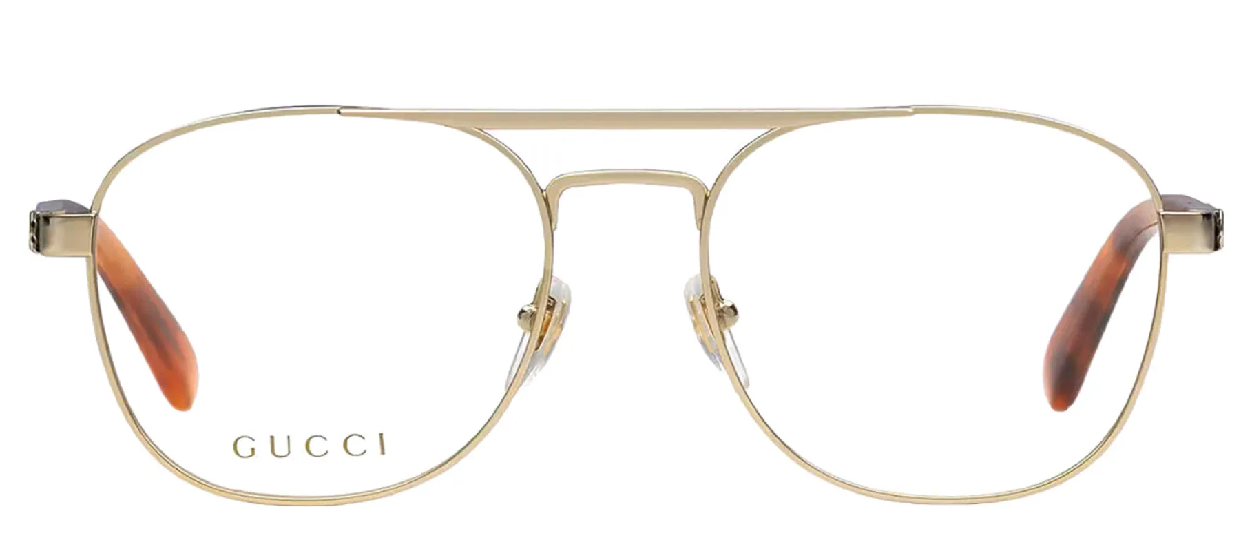 Gucci GUCCI LOGO GG 1290O 002 Aviator Metal Gold Eyeglasses with Logo Stamped Demo Lenses sold by Gaffos