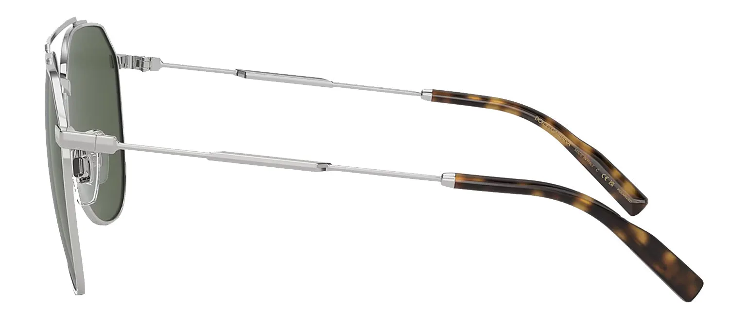 Dolce & Gabbana DG 2296 05/9A Aviator Metal Silver Sunglasses with Green Polarized Lens sold by Gaffos product image thumbnail 3