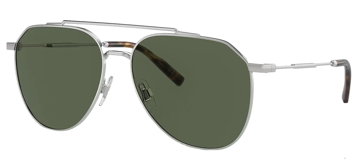 Dolce & Gabbana DG 2296 05/9A Aviator Metal Silver Sunglasses with Green Polarized Lens sold by Gaffos product image thumbnail 2