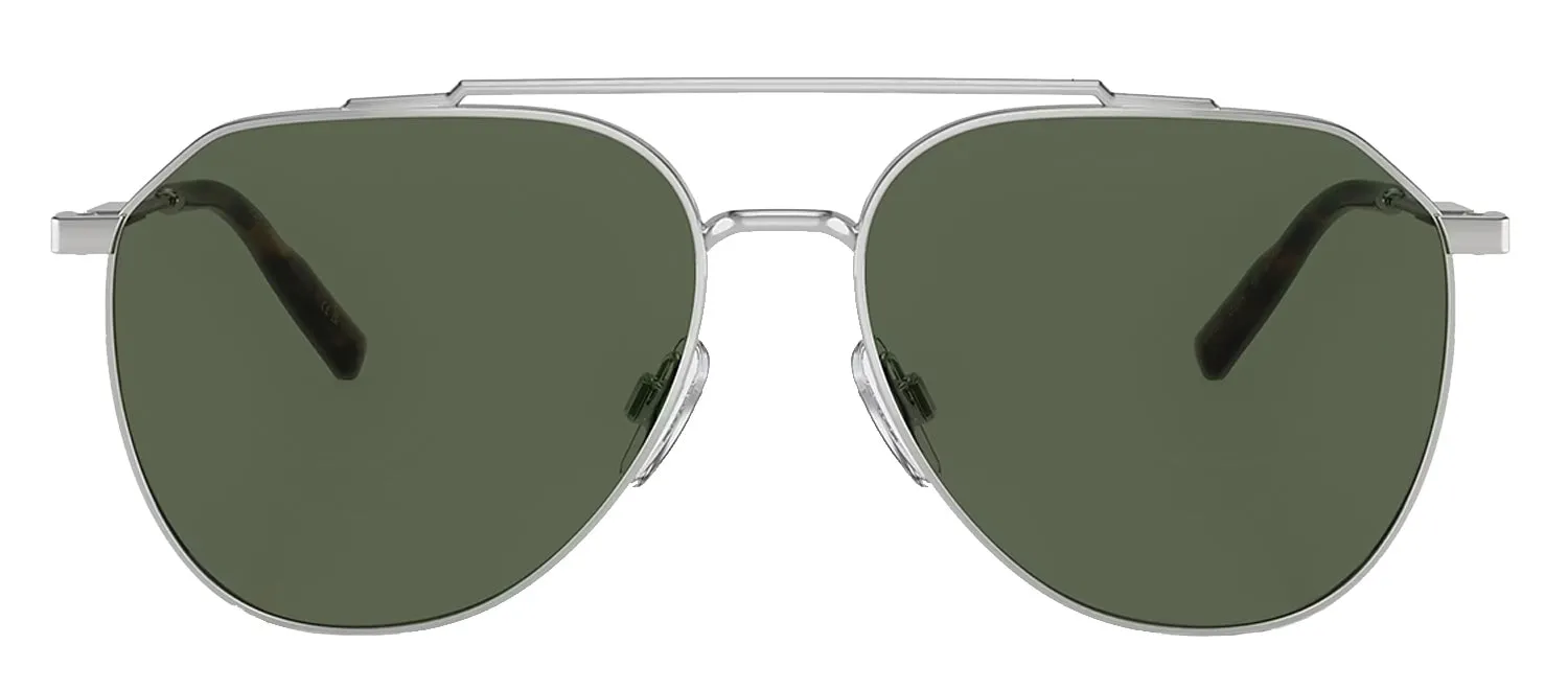 Dolce & Gabbana DG 2296 05/9A Aviator Metal Silver Sunglasses with Green Polarized Lens sold by Gaffos