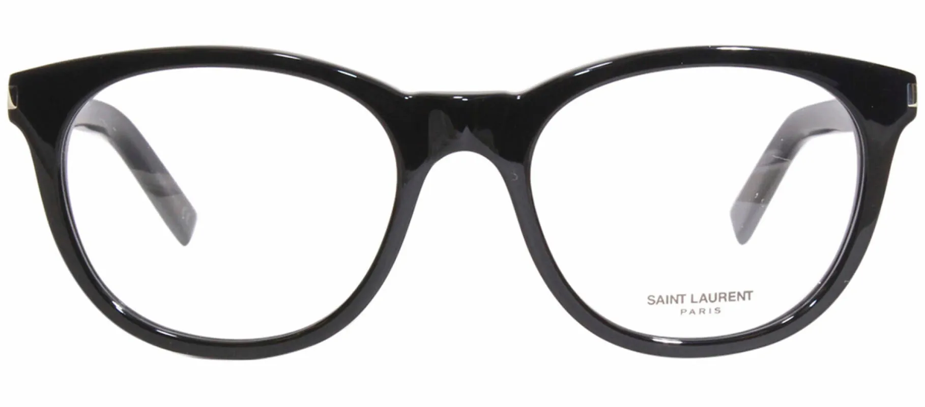 Saint Laurent SL 471O 1 Round Plastic Black Eyeglasses with Logo Stamped Demo Lenses sold by Gaffos