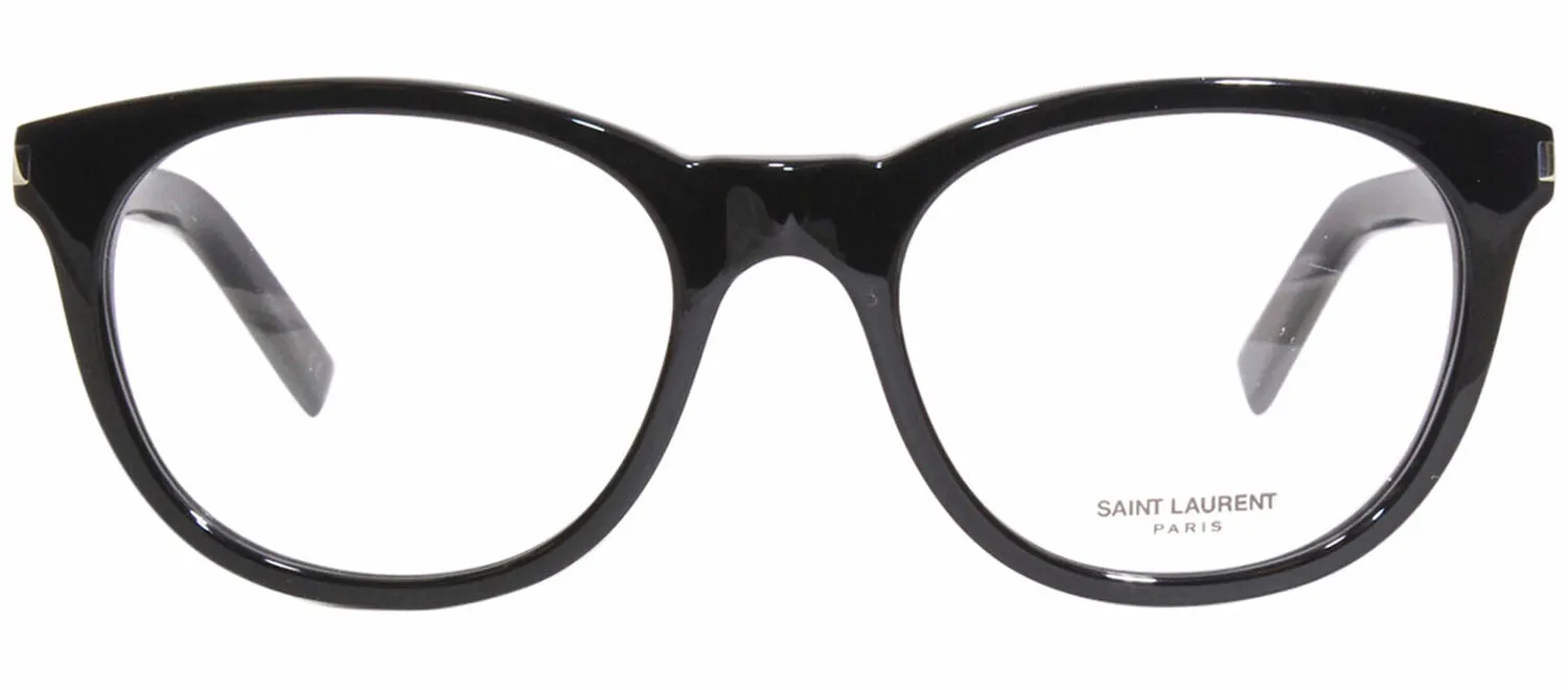 Saint Laurent SL 471O 1 Round Plastic Black Eyeglasses with Logo Stamped Demo Lenses sold by Gaffos