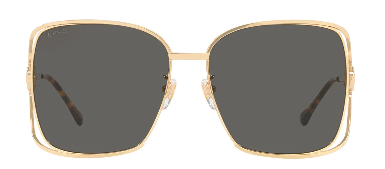Gucci GG 1020S 002 Square Metal Gold Sunglasses with Grey Lens sold by Gaffos