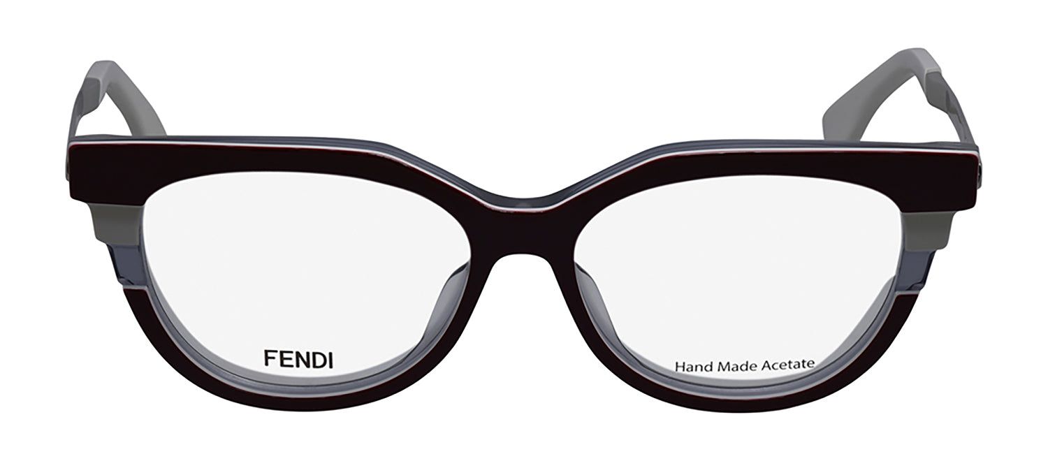 Fendi FF 0116 H2K Cat Eye Metal Burgundy Eyeglasses with Logo Stamped Demo Lenses sold by Gaffos