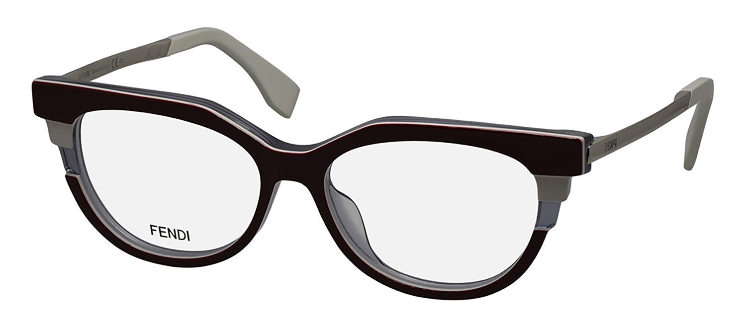 Fendi FF 0116 H2K Cat Eye Metal Burgundy Eyeglasses with Logo Stamped Demo Lenses sold by Gaffos product image thumbnail 2