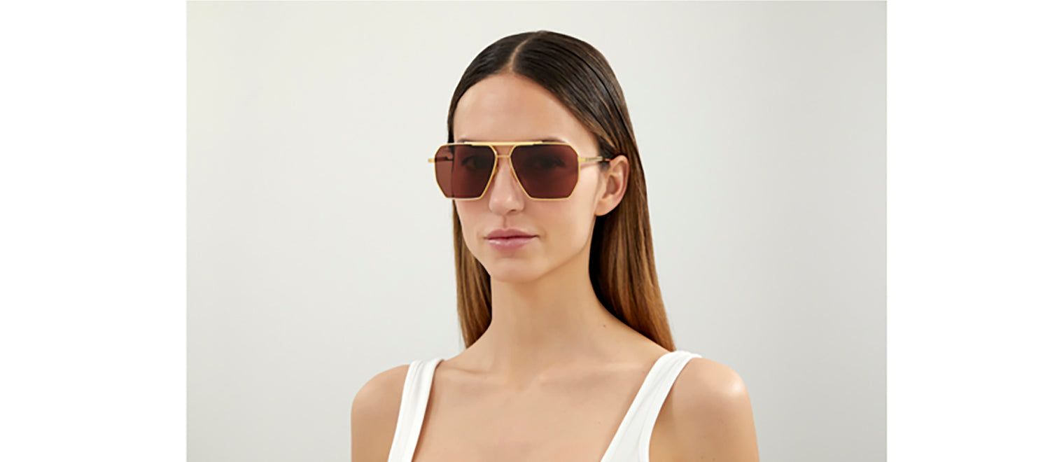 Bottega Veneta BV 1012S 005 Geometric Metal Gold Sunglasses with Red Lens sold by Gaffos product image thumbnail 3