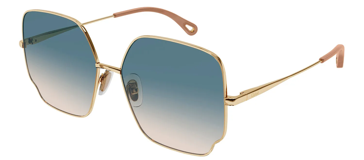 Chloe CH 0092S 003 Square Metal Gold Sunglasses with Green Gradient Lens sold by Gaffos
