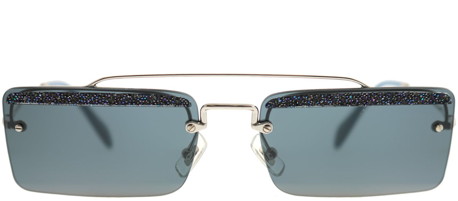 Miu Miu MU 59TS KJT2K1 Rectangle Metal Silver Sunglasses with Grey Lens sold by Gaffos